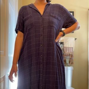 Maeve blue plaid tulip grunge dress size XL